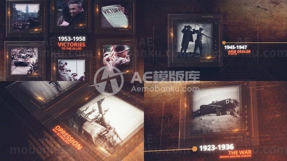 复古风格旧电影历史年表AE模板