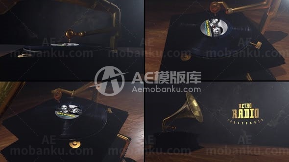 复古风格留声机片头展示AE模板