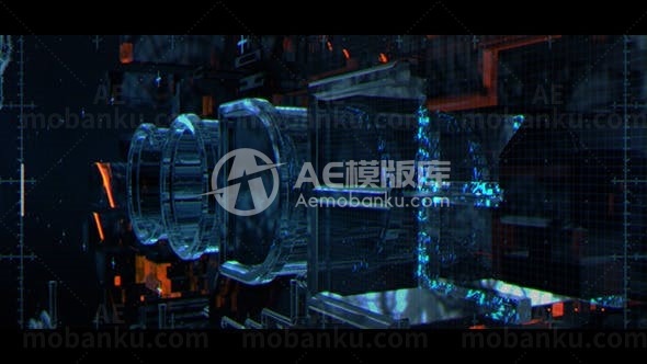 故障闪烁效果三维代码标志AE模板