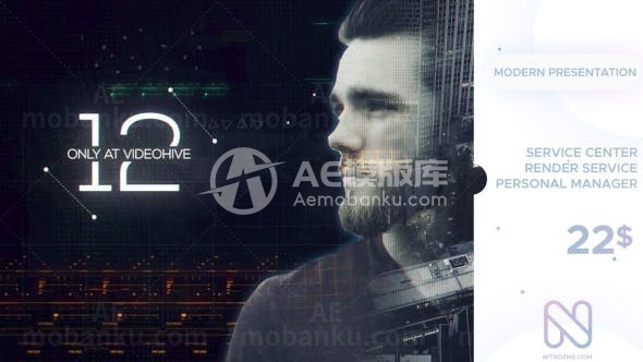 全息效果双重曝光展示AE模板