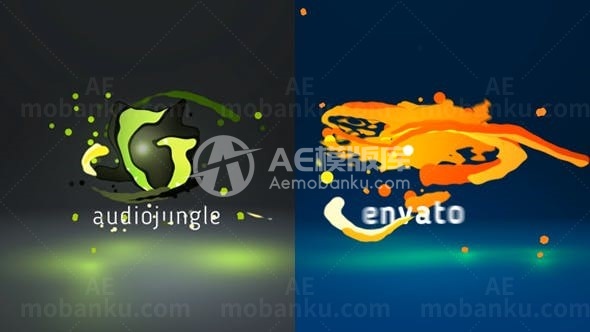 动态流体冲击效果标志展示AE模板