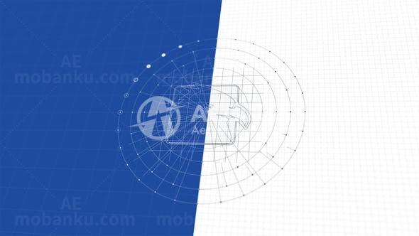 简约清洁蓝图网格标志展示AE模板