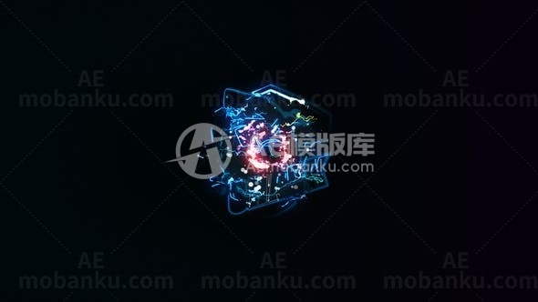 能量冲击标志闪烁效果片头AE模板