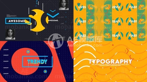 彩色形状叠加片头展示AE模板