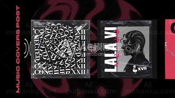 抽象音乐封面传单动态展示AE模板