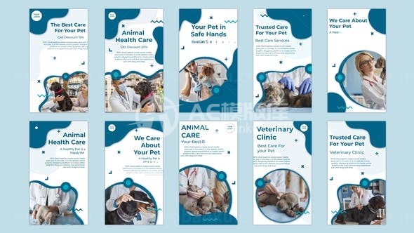 手机端动物护理中心广告宣传AE模板