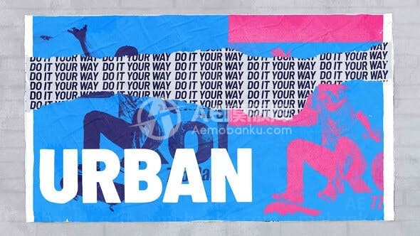 海报快速撕开标志展示AE模板