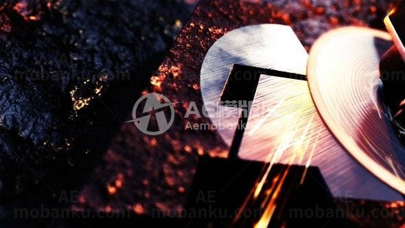 金属打磨效果揭示工业标志AE模板