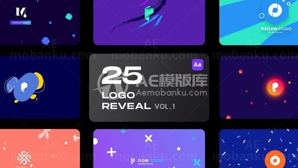 25个卡通风格标志展示包AE模板