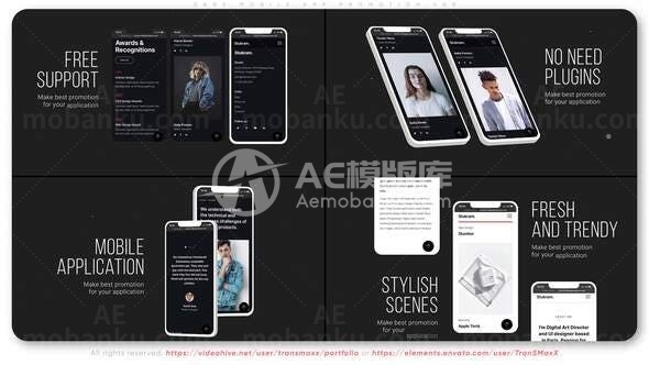 暗色手机应用程序App推广AE模板