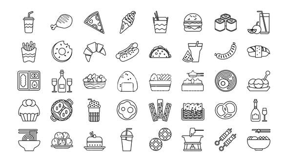 简笔画制作食品和饮料图标AE模板