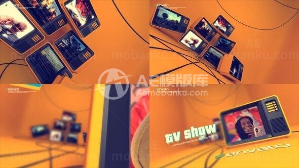 信号故障效果电视机标志片头AE模板