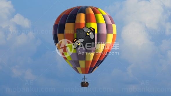 卡通风格热气球标志AE模板