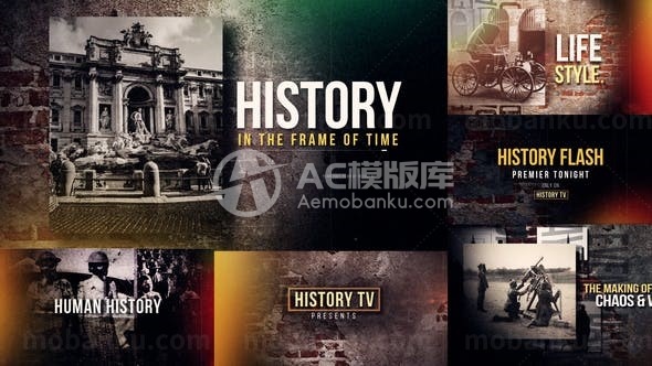 节奏快速切换历史照片展示片头AE模板