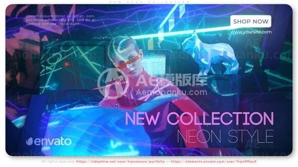 霓虹效果叠影标题视频展示AE模板