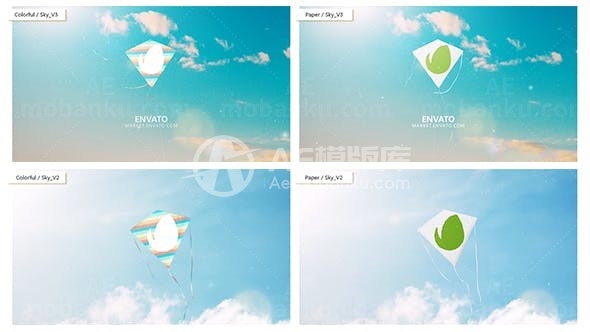 卡通风格阳光明媚风筝标志AE模板