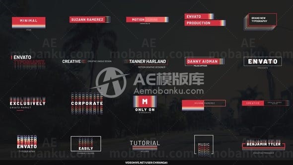 动态简洁文字标题字幕展示AE模板