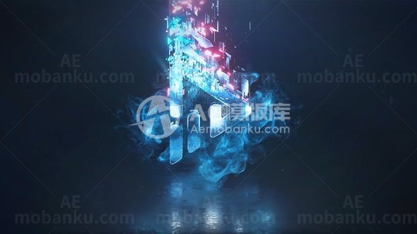 粒子光效全息传送组合标志展示AE模板