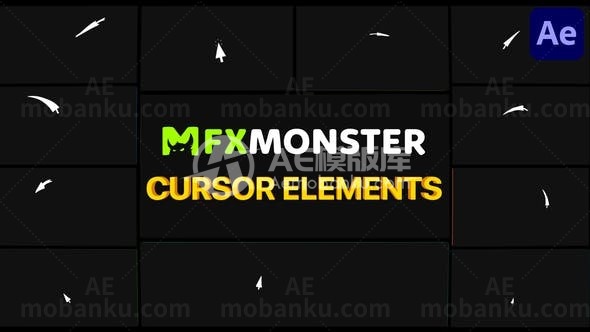 鼠标光标动画效果叠加展示AE模板