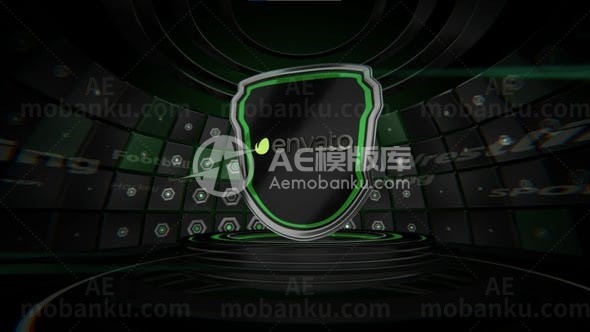 黑暗背景盾牌标志呼出AE模板