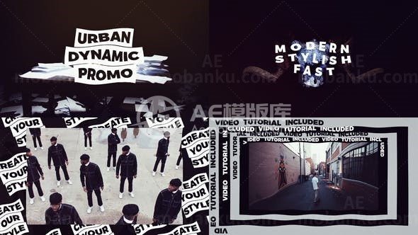 快速踏脚节奏复古风格动态城市片头AE模板