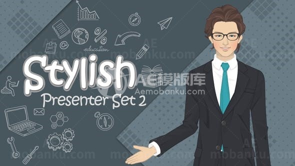 卡通男孩解说角色演示视频AE模板