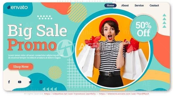 卡通多彩节日服装大促活动展示AE模板