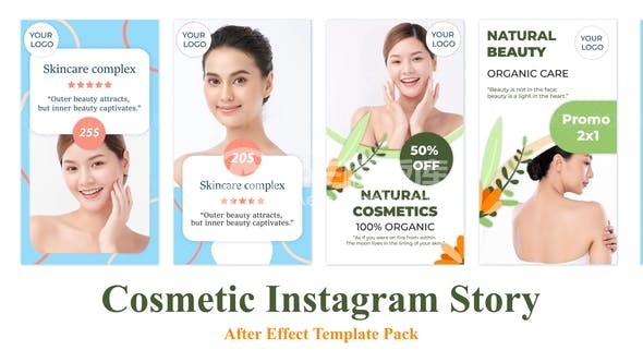 手机端美妆产品宣传推广展示AE模板