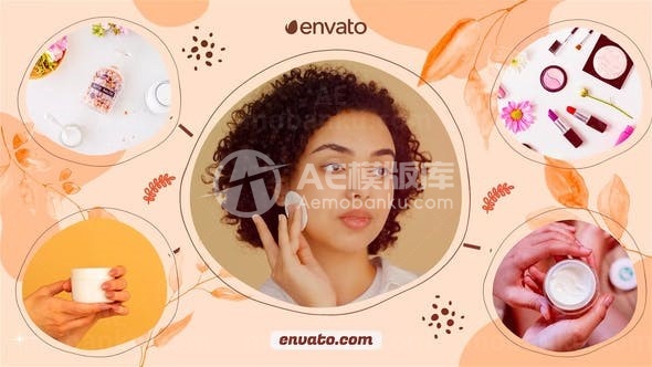 卡通风格美妆视频幻灯片展示AE模板