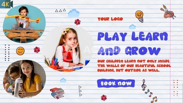 卡通风格儿童兴趣班推广宣传AE模板