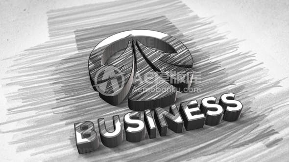 素描手绘拉伸草图标志动画AE模板