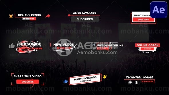 动态时尚订阅按钮展示AE模板