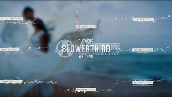 结婚视频花枝点缀标题字幕AE模板