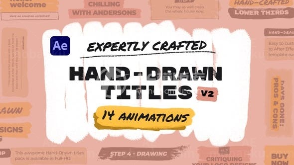 手绘笔刷效果文字标题展示AE模板