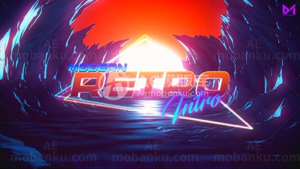 复古电音光束奔跑效果片头AE模板