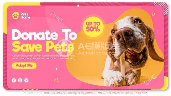 卡通风格宠物诊所视频宣传AE模板
