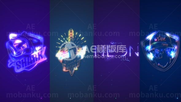 快速霓虹闪烁效果标志展示AE模板