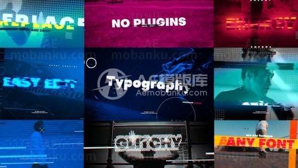 故障扭曲快速闪烁效果幻灯片AE模板