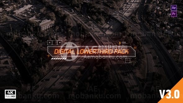 数字科技动态闪烁效果文字字幕AE模板