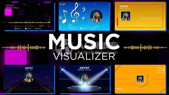 欢快动感音频频谱可视化展示AE模板