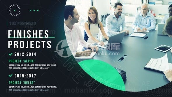 简洁暗黑背景企业宣传幻灯片AE模板