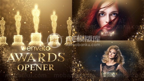 大气金色粒子背景颁奖典礼片头AE模板