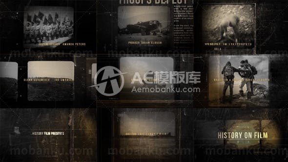 复古风格信号失真故障效果历史片头AE模板