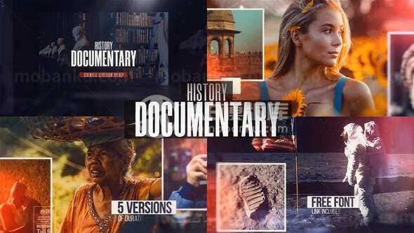 时尚多彩历史档案幻灯片展示AE模板