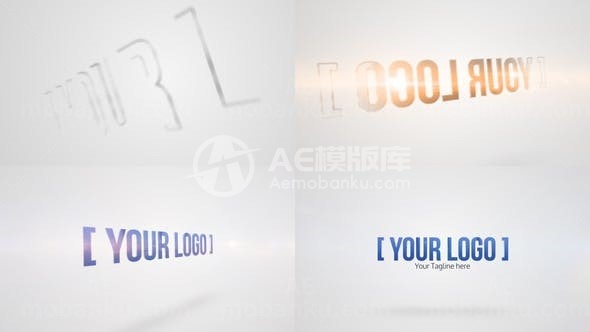 简洁快速翻转光晕效果标志展示AE模板