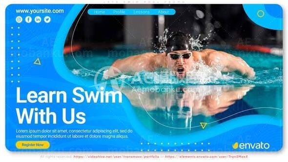 游泳培训机构宣传推广促销视频AE模板