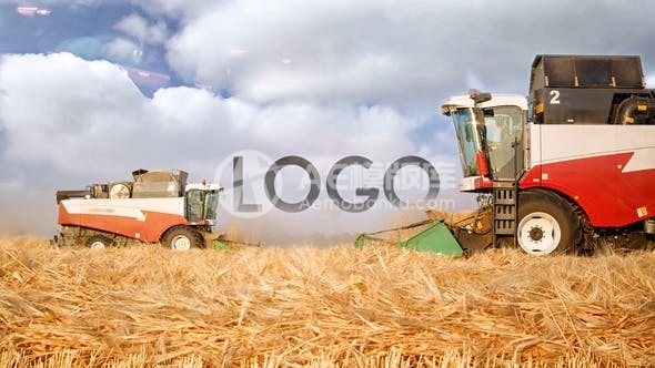 卡通风格农产品收割场景标志片头AE模板