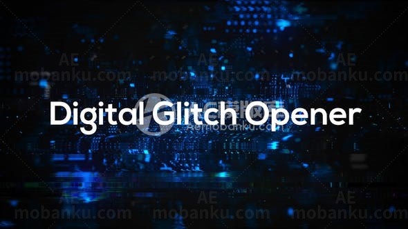 数字信号失真故障效果科技片头AE模板