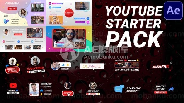 播主视频创作字幕元素展示AE模板