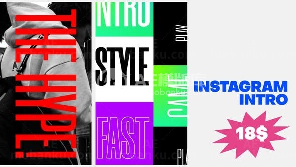 手机端动力文字标题版式展示AE模板